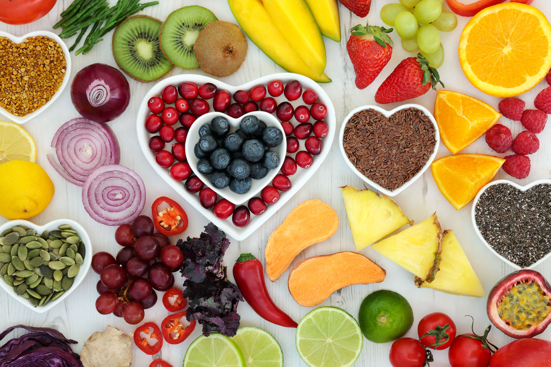 Aliments santé sur table