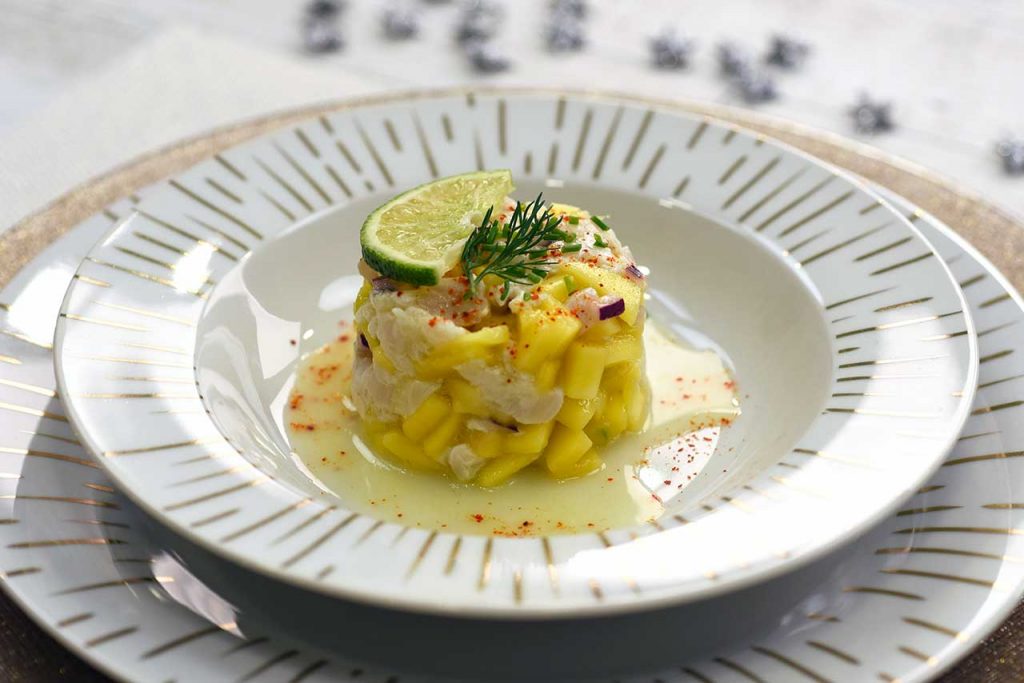 tartare de cabillaud à la mangue